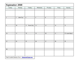 Forms September 2018 Calendar 3