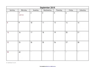 Forms September 2019 Calendar 1