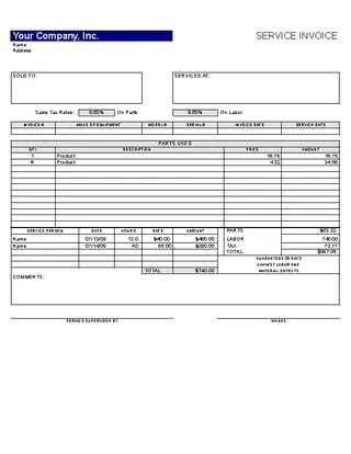 Forms Service Invoice Template 11