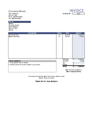 Forms Service Invoice With Hourly Rate