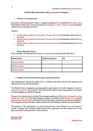 Forms Shareholders Agreement Sample 2