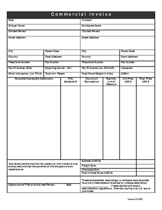 Forms Shipping Invoice Template