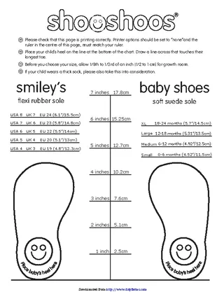 Forms Shooshoos Sizing Chart
