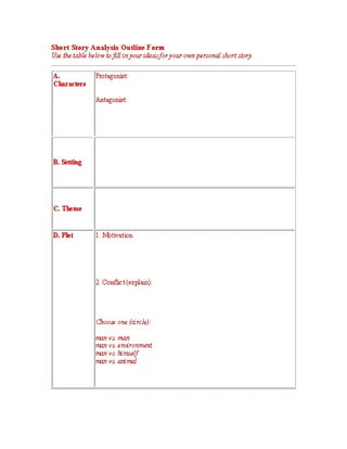 Short Story Outline Template