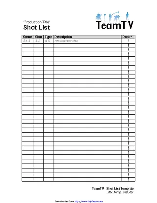 Shot List Template 2