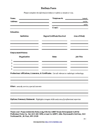 Simple Biodata Form