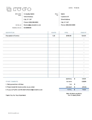Forms Simple Invoice Hours And Rate