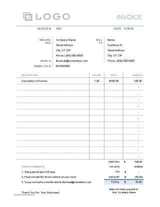 Forms Simple Invoice Hours And Rate2
