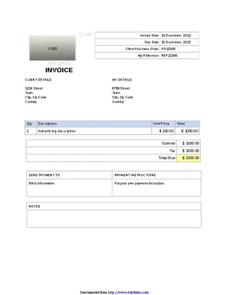 Forms Simple Invoice Template 2