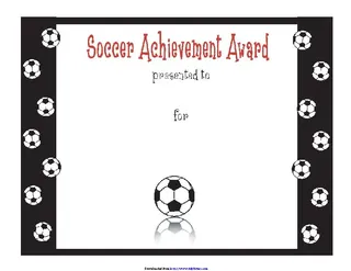 Forms Soccer Achievement Award Certificate