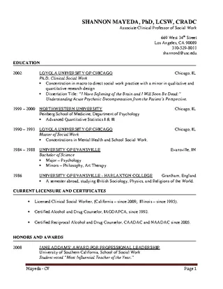 Forms Social Work Cv Template