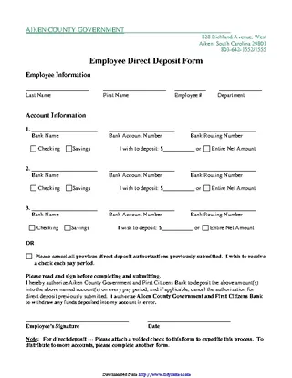 Forms South Carolina Direct Deposit Form 2