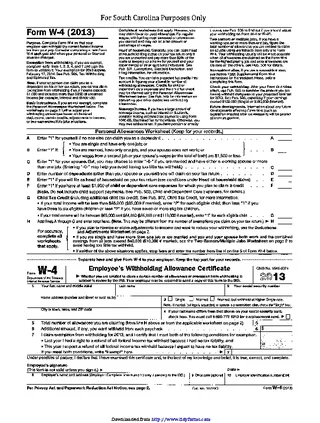 South Carolina Form W 4 2013