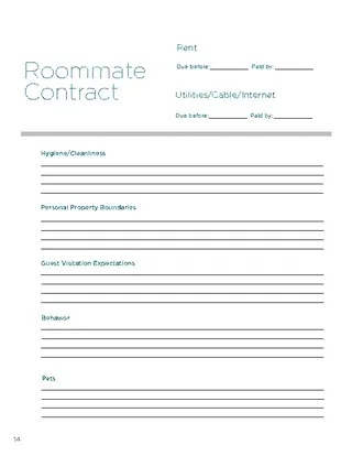 South Carolina Roommate Contract