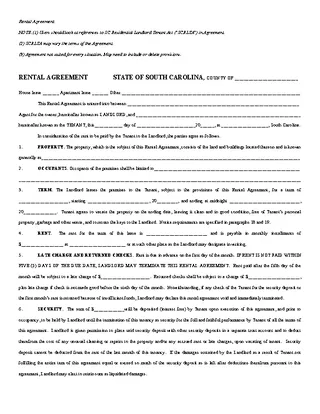 South Carolina Standard Residential Lease Agreement