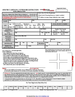 Forms South Carolina Voter Registration Form