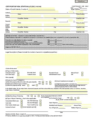 Forms South Dakota Certificate Of Real Estate Value