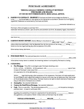 Forms South Dakota Purchase Agreement Residental Sales Form