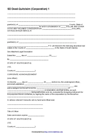 Forms South Dakota Quitclaim Deed Form 2