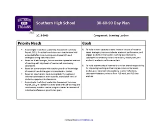 Forms Southern High School 30 60 90 Day Plan