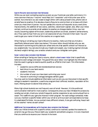 Forms Sports Resume Cover Letter And Correspondence