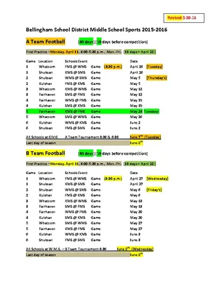 Forms Sports Schedule Calendar Template