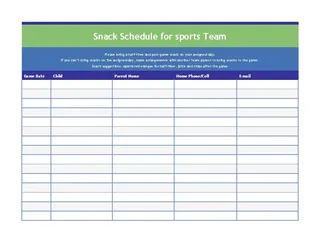 Sports Snack Schedule Template