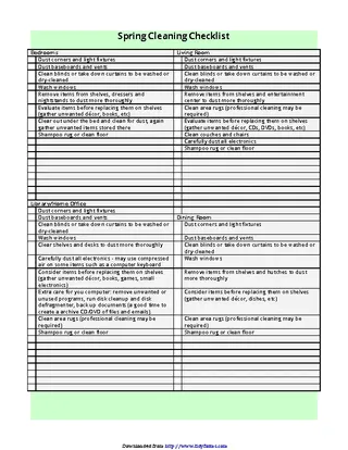 Forms Spring Cleaning Checklist 2