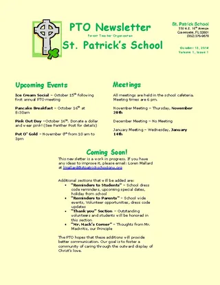Forms St Patricks Day Newsletter