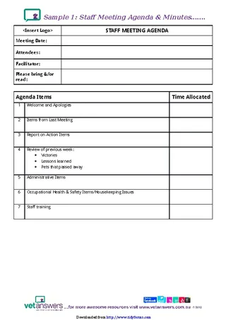 Staff Meeting Agenda And Minutes Template