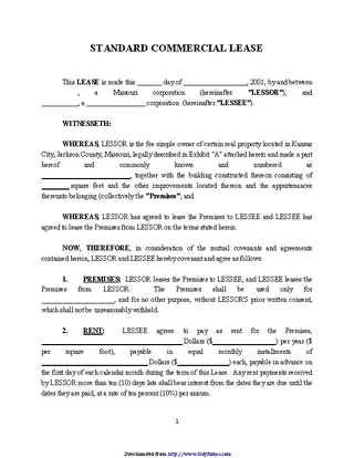 Standard Commercial Lease Agreement