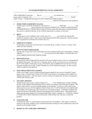 Forms Standard Residential Lease Agreement PDF