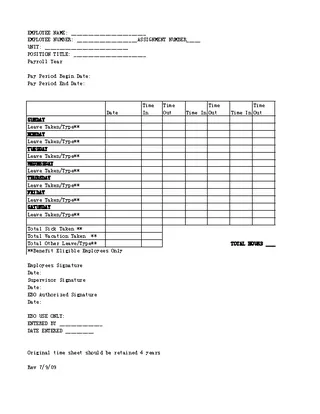 Forms Standard Time Sheet