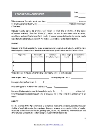 Forms Standard Video Production Contract