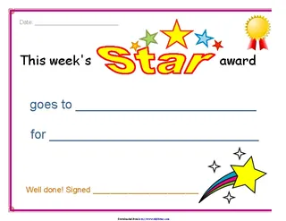 Forms Star Award Certificate