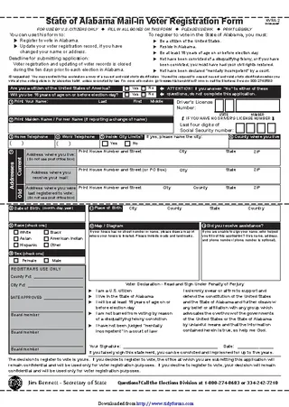 Forms State Of Alabama Mail In Voter Registration Form