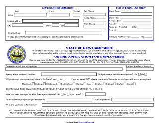 State Of New Hampshire Application For Employment