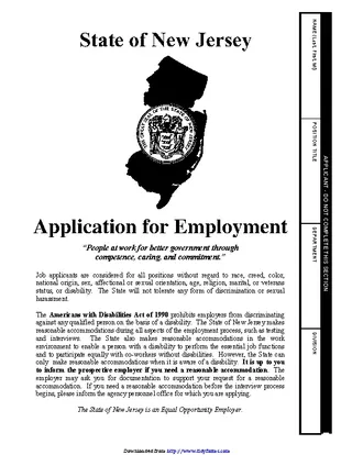 State Of New Jersey Affirmative Action Information Form