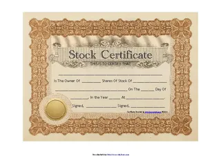 Stock Certificate Template 4