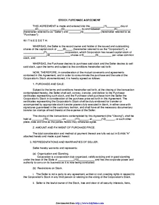 Forms Stock Purchase Agreement 1