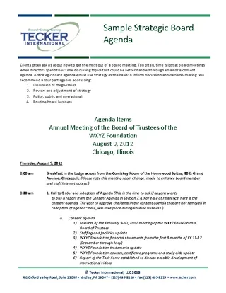 Strategy Feedback Meeting Agenda Template