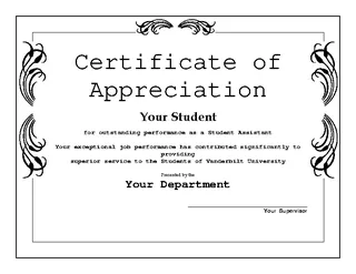 Forms Student Appreciation Award Template
