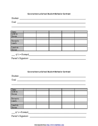 Forms Student Behavior Contracts