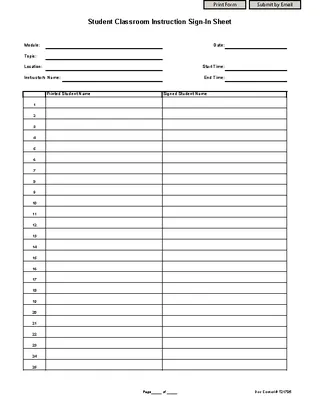 Forms Student Classroom Instruction Sign In Sheet