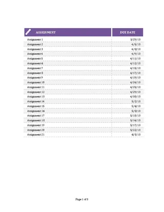 Forms Student Daily Assignment Planner Template