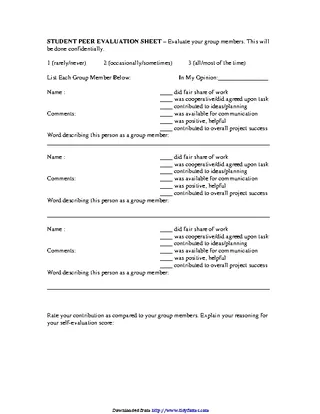 Forms Student Peer Evaluation Form