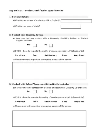 Forms Student Satisfaction Questionnaire