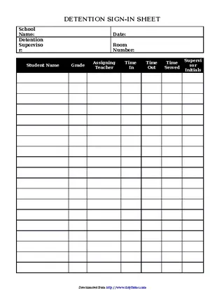 Student Sign In Sheet Template