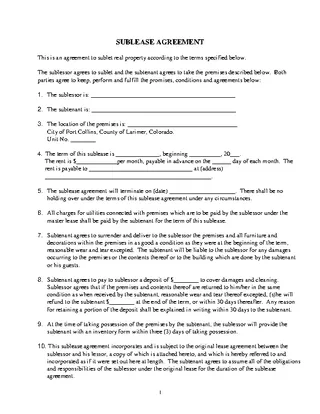 Forms Sublease Template