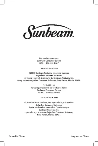 Sunbeam Owners Manual Sample